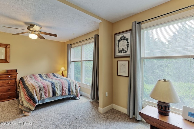 6311 Fible Ln, Crestwood, KY 40014 - bedroom featuring carpet floors, baseboards, a textured ceiling, and ceiling fan