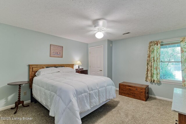 6311 Fible Ln, Crestwood, KY 40014 - carpeted bedroom with a ceiling fan, baseboards, and a textured ceiling