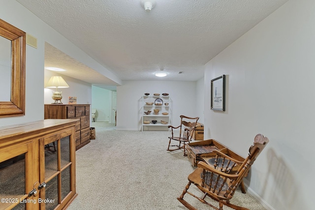 6311 Fible Ln, Crestwood, KY 40014 - living area with carpet floors, a textured ceiling, and baseboards