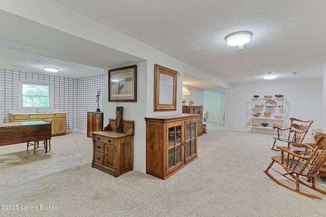 6311 Fible Ln, Crestwood, KY 40014 - sitting room with a textured ceiling, light carpet, and baseboards