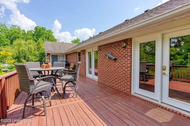 6311 Fible Ln, Crestwood, KY 40014 - deck with outdoor dining area and french doors