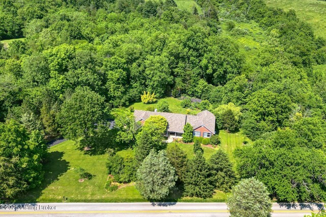 6311 Fible Ln, Crestwood, KY 40014 - aerial view of property and surrounding area featuring a heavily wooded area
