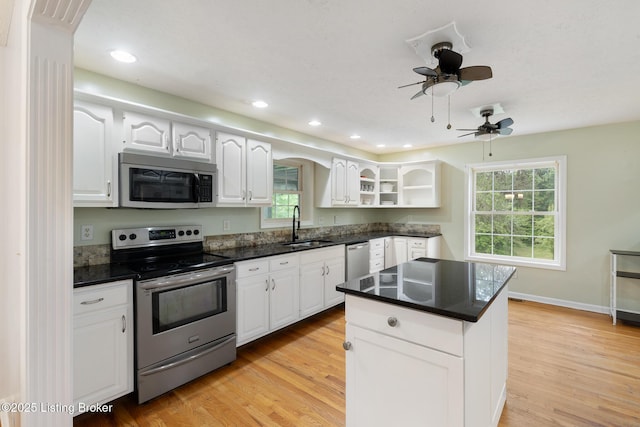 622 Hillcreek Dr, Elizabethtown, KY 42701 - kitchen featuring appliances with stainless steel finishes, a sink, white cabinetry, plenty of natural light, and recessed lighting