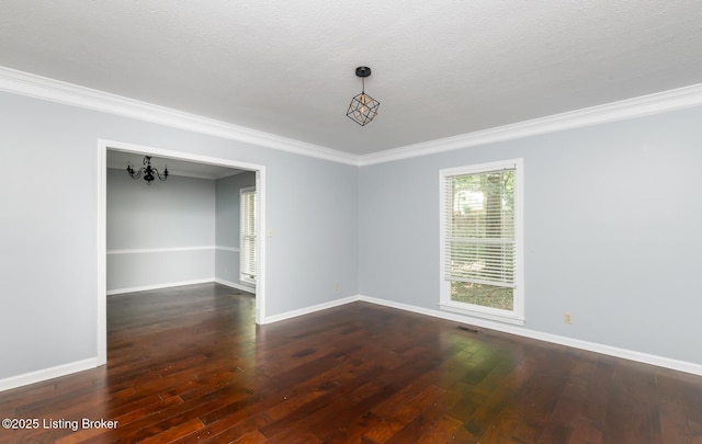 211 Rebel Dr, Pewee Valley, KY 40056 - spare room with hardwood / wood-style floors, crown molding, baseboards, and a chandelier