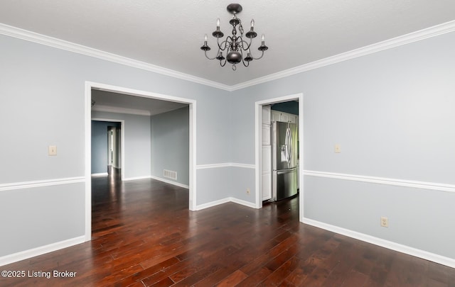 211 Rebel Dr, Pewee Valley, KY 40056 - empty room featuring a chandelier, wood finished floors, baseboards, and ornamental molding