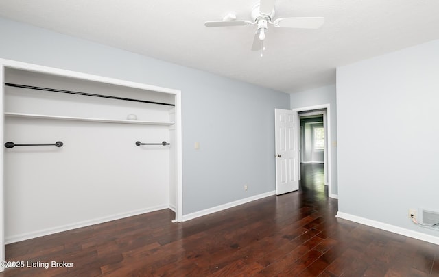 211 Rebel Dr, Pewee Valley, KY 40056 - unfurnished bedroom featuring wood finished floors, baseboards, and ceiling fan