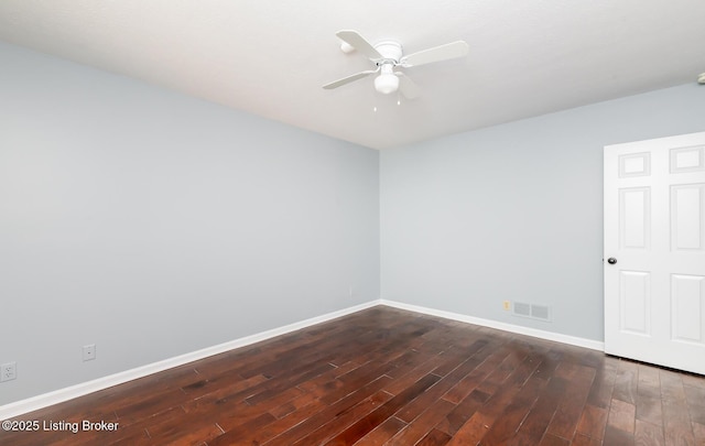 211 Rebel Dr, Pewee Valley, KY 40056 - unfurnished room with a ceiling fan, dark wood-style flooring, and baseboards
