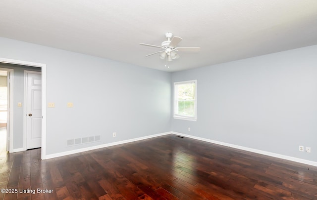 211 Rebel Dr, Pewee Valley, KY 40056 - spare room featuring ceiling fan, dark wood finished floors, and baseboards