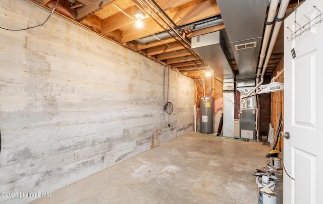 211 Rebel Dr, Pewee Valley, KY 40056 - unfinished basement featuring water heater and heating unit