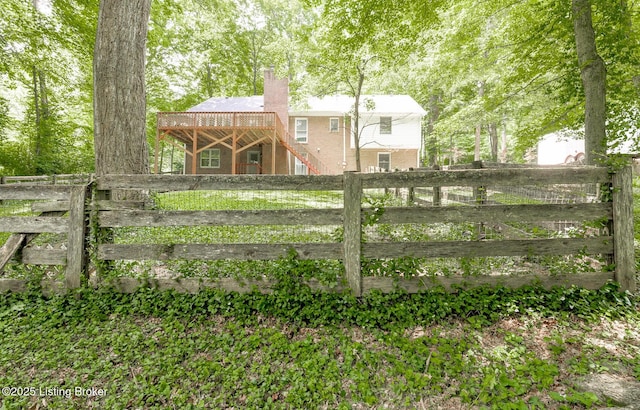 211 Rebel Dr, Pewee Valley, KY 40056 - fenced yard featuring a wooden deck and stairway