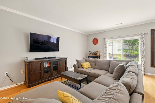 4926 Merton Sq, Louisville, KY 40241 - living room with ornamental molding, baseboards, and light wood-style flooring