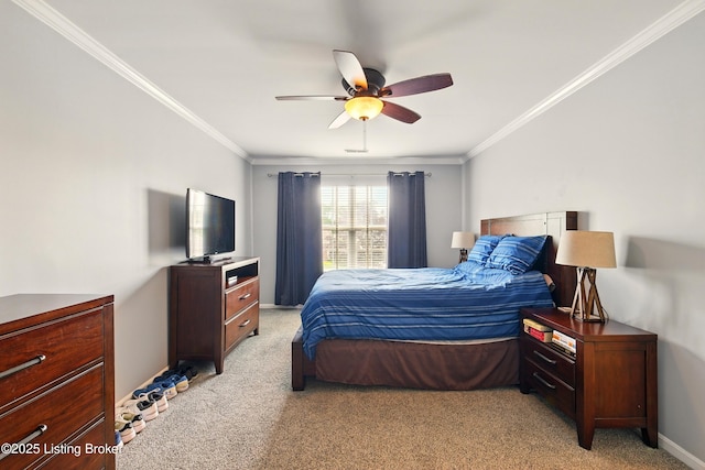 4926 Merton Sq, Louisville, KY 40241 - bedroom featuring light colored carpet, crown molding, ceiling fan, and baseboards