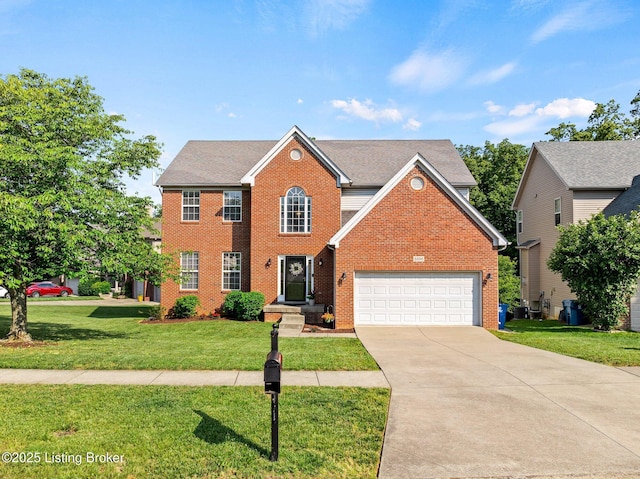 5500 Worthington Place Dr, Louisville, KY 40241 - view of front facade featuring brick siding, driveway, a front lawn, and a garage