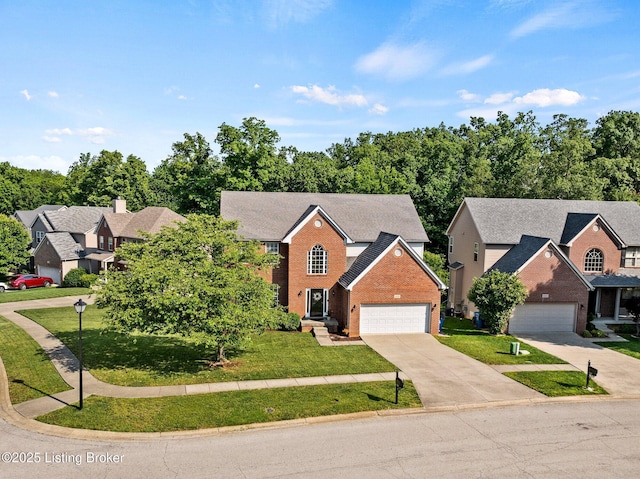 5500 Worthington Place Dr, Louisville, KY 40241 - traditional-style house featuring brick siding, driveway, a front yard, and a residential view