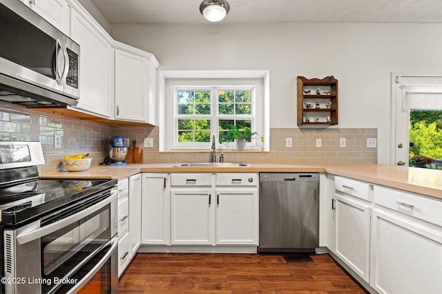 5500 Worthington Place Dr, Louisville, KY 40241 - kitchen with appliances with stainless steel finishes, a sink, dark wood finished floors, and light countertops