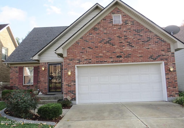 512 Auburn Oaks Dr, Louisville, KY 40214 - view of front of home with brick siding, driveway, a garage, and a shingled roof