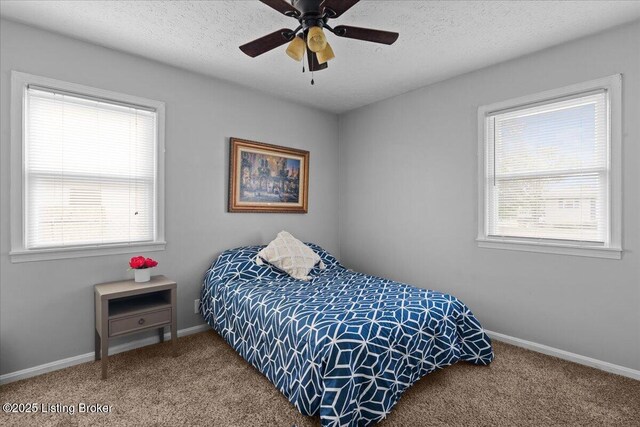 4311 Wendy Hills Dr, Crestwood, KY 40014 - carpeted bedroom with baseboards, a textured ceiling, and ceiling fan