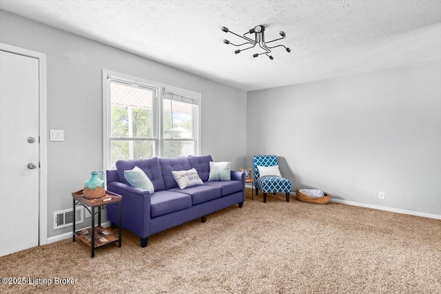 4311 Wendy Hills Dr, Crestwood, KY 40014 - living area featuring carpet flooring, a textured ceiling, and baseboards