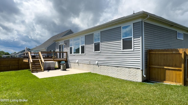 125 Bridlewood Dr, Shepherdsville, KY 40165 - rear view of house with a wooden deck, a patio area, and stairway