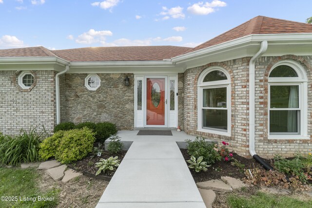 3205 Lake Pointe Ct, Crestwood, KY 40014 - entrance to property with roof with shingles and brick siding