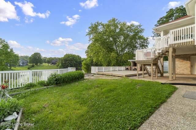 3205 Lake Pointe Ct, Crestwood, KY 40014 - view of yard featuring a wooden deck and stairway