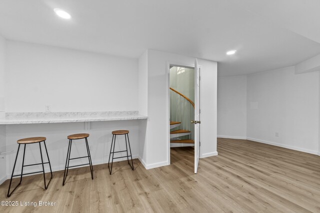 3205 Lake Pointe Ct, Crestwood, KY 40014 - empty room with stairway, wood finished floors, baseboards, and recessed lighting