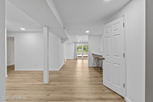 3205 Lake Pointe Ct, Crestwood, KY 40014 - hallway with recessed lighting, baseboards, and light wood-type flooring
