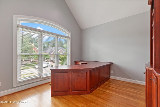 15108 Chestnut Ridge Cir, Louisville, KY 40245 - office featuring vaulted ceiling, light wood-type flooring, and baseboards