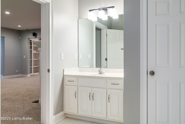 15108 Chestnut Ridge Cir, Louisville, KY 40245 - bathroom featuring vanity, baseboards, and recessed lighting