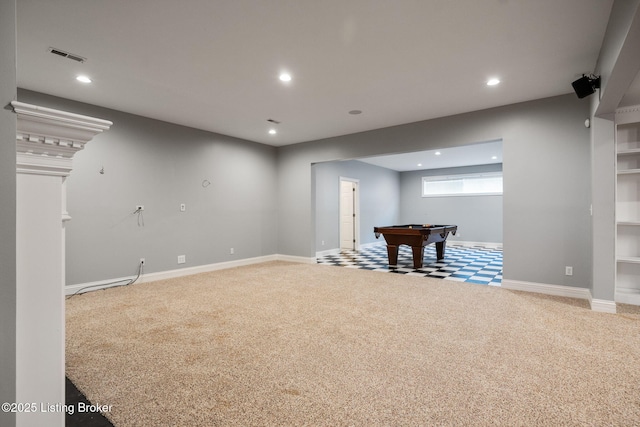 15108 Chestnut Ridge Cir, Louisville, KY 40245 - basement with pool table, recessed lighting, carpet, and baseboards