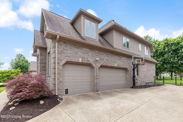 15108 Chestnut Ridge Cir, Louisville, KY 40245 - view of side of home with driveway, brick siding, roof with shingles, and a garage