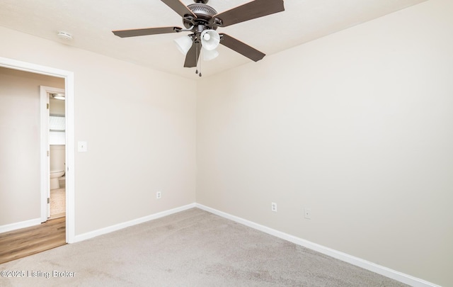 922 Fenley Ave, Louisville, KY 40222 - spare room featuring baseboards, light carpet, a smoke detector, and a ceiling fan