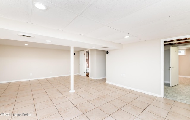 922 Fenley Ave, Louisville, KY 40222 - finished basement featuring recessed lighting, baseboards, and light tile patterned floors