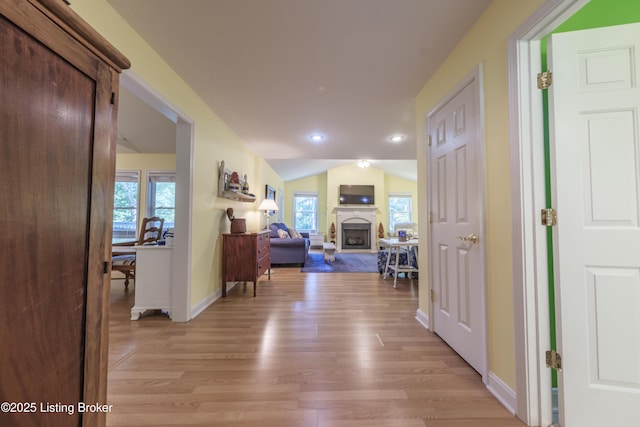 524 Lake Forest Ln, Westview, KY 40178 - corridor featuring light wood finished floors, healthy amount of natural light, recessed lighting, and vaulted ceiling