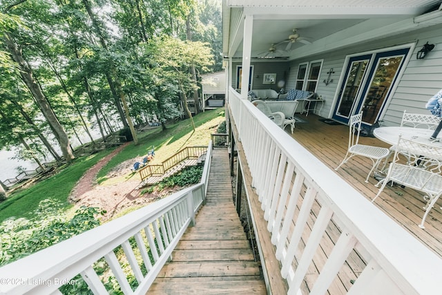 524 Lake Forest Ln, Westview, KY 40178 - wooden terrace featuring outdoor dining space and a ceiling fan
