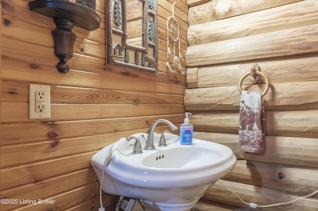 905 Camp Greenshores Rd, Mcdaniels, KY 40152 - bathroom with wood walls and a sink