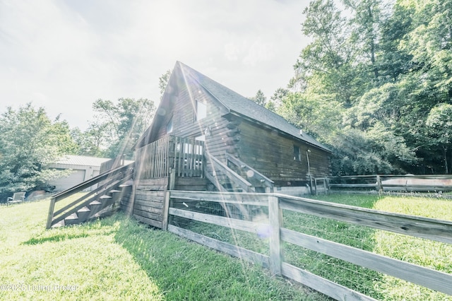 905 Camp Greenshores Rd, Mcdaniels, KY 40152 - view of side of property with stairs and log siding
