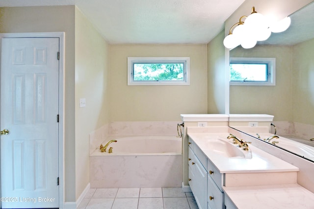 8201 Damascus Rd, Louisville, KY 40228 - full bathroom with a bath, vanity, and tile patterned flooring