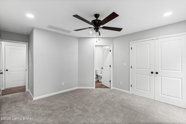 5482 Bagdad Rd, Bagdad, KY 40003 - unfurnished bedroom featuring carpet, baseboards, recessed lighting, a closet, and ensuite bathroom