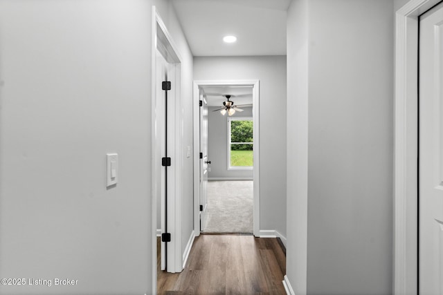 5482 Bagdad Rd, Bagdad, KY 40003 - corridor featuring dark wood-type flooring, baseboards, and recessed lighting