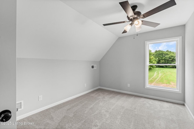 5482 Bagdad Rd, Bagdad, KY 40003 - additional living space featuring carpet flooring, lofted ceiling, baseboards, and a ceiling fan