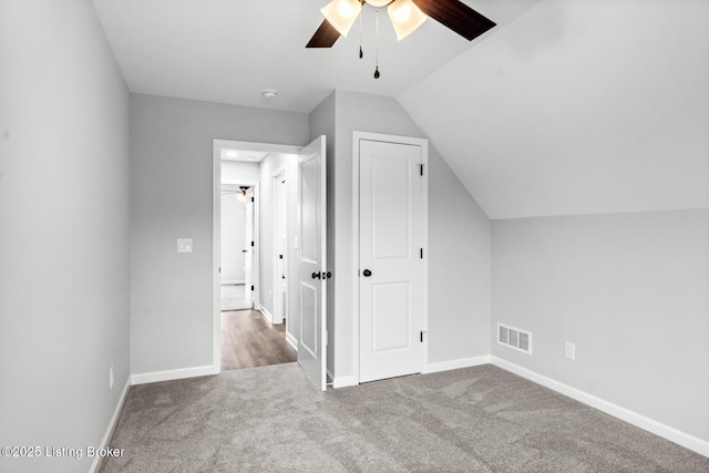 5482 Bagdad Rd, Bagdad, KY 40003 - additional living space with ceiling fan, carpet, baseboards, and lofted ceiling
