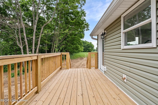 5482 Bagdad Rd, Bagdad, KY 40003 - wooden terrace with view of wooded area