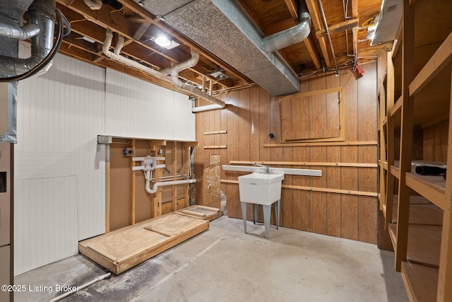 12409 Ledges Dr, Louisville, KY 40243 - unfinished basement with wood walls