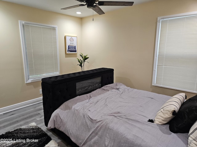 1165 Lincoln Ave, Louisville, KY 40208 - bedroom with wood finished floors, recessed lighting, baseboards, and ceiling fan