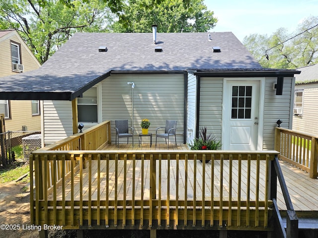 1165 Lincoln Ave, Louisville, KY 40208 - rear view of house featuring roof with shingles, a deck, and cooling unit