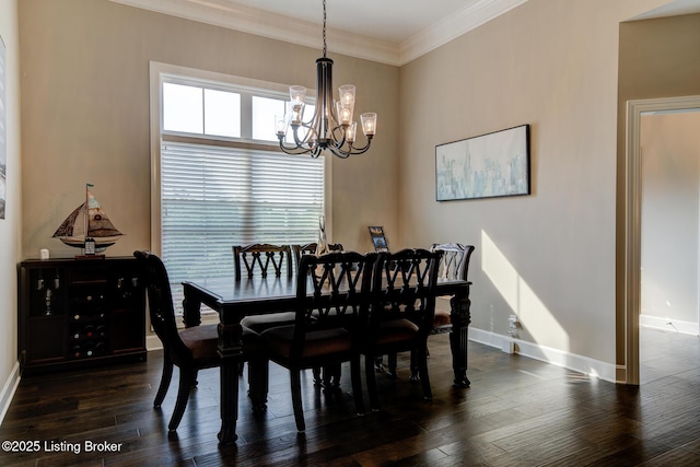 1622 Church Side Dr, Goshen, KY 40026 - dining room featuring a chandelier, crown molding, and dark wood finished floors
