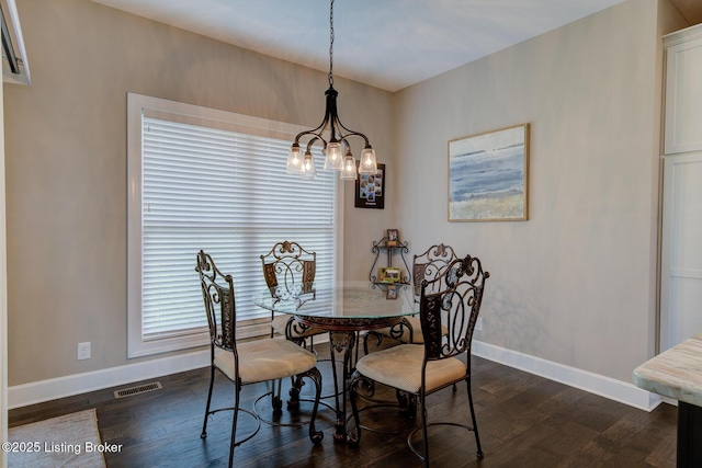 1622 Church Side Dr, Goshen, KY 40026 - dining space featuring a chandelier and dark wood-type flooring