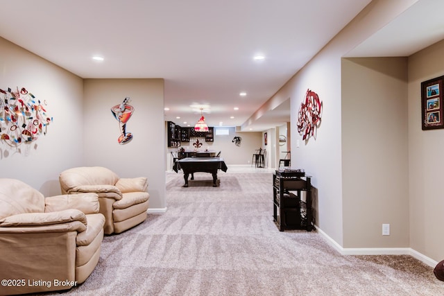 1622 Church Side Dr, Goshen, KY 40026 - game room featuring carpet flooring, recessed lighting, and billiards table