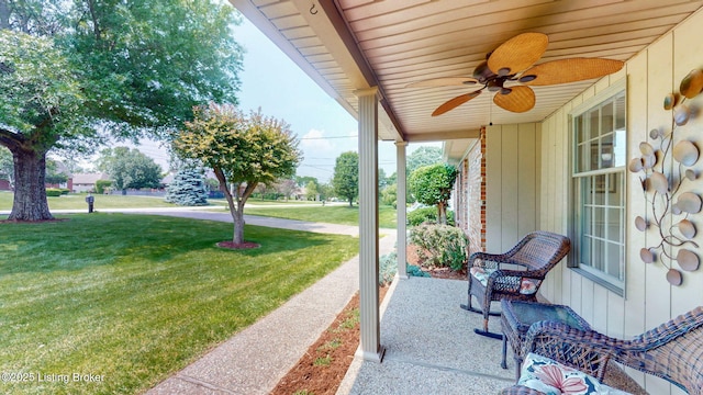150 E Laurel River Drive Rd, Shepherdsville, KY 40165 - covered porch with a lawn and ceiling fan